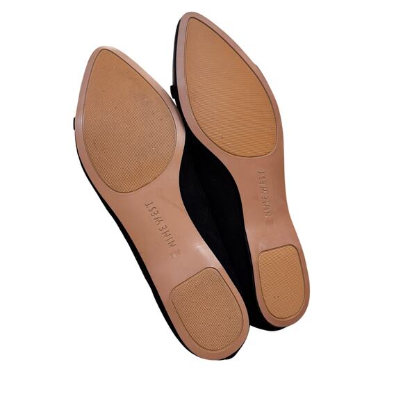 Nine West Saxiphone black flats leather & suede slip on shoes career casual 10M - Picture 10 of 11